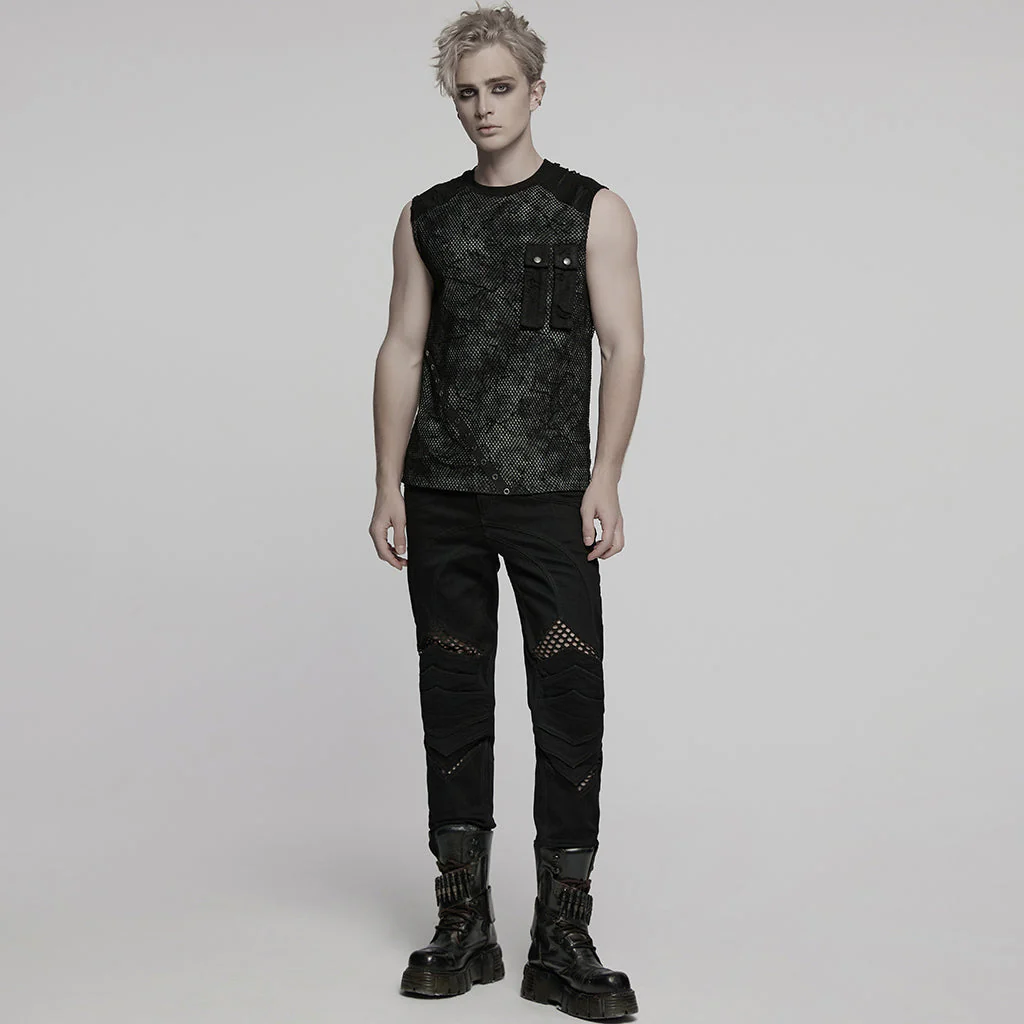 WT-1007BXM Edgy Punk Vests with Rivet Detailing and Chest Pocket Design - Image 43