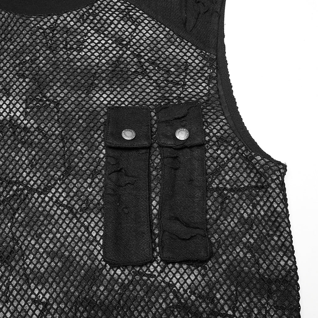 WT-1007BXM Edgy Punk Vests with Rivet Detailing and Chest Pocket Design - Image 46