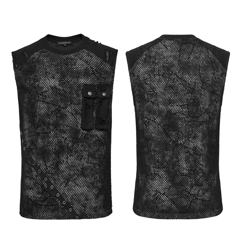 WT-1007BXM Edgy Punk Vests with Rivet Detailing and Chest Pocket Design - Image 6