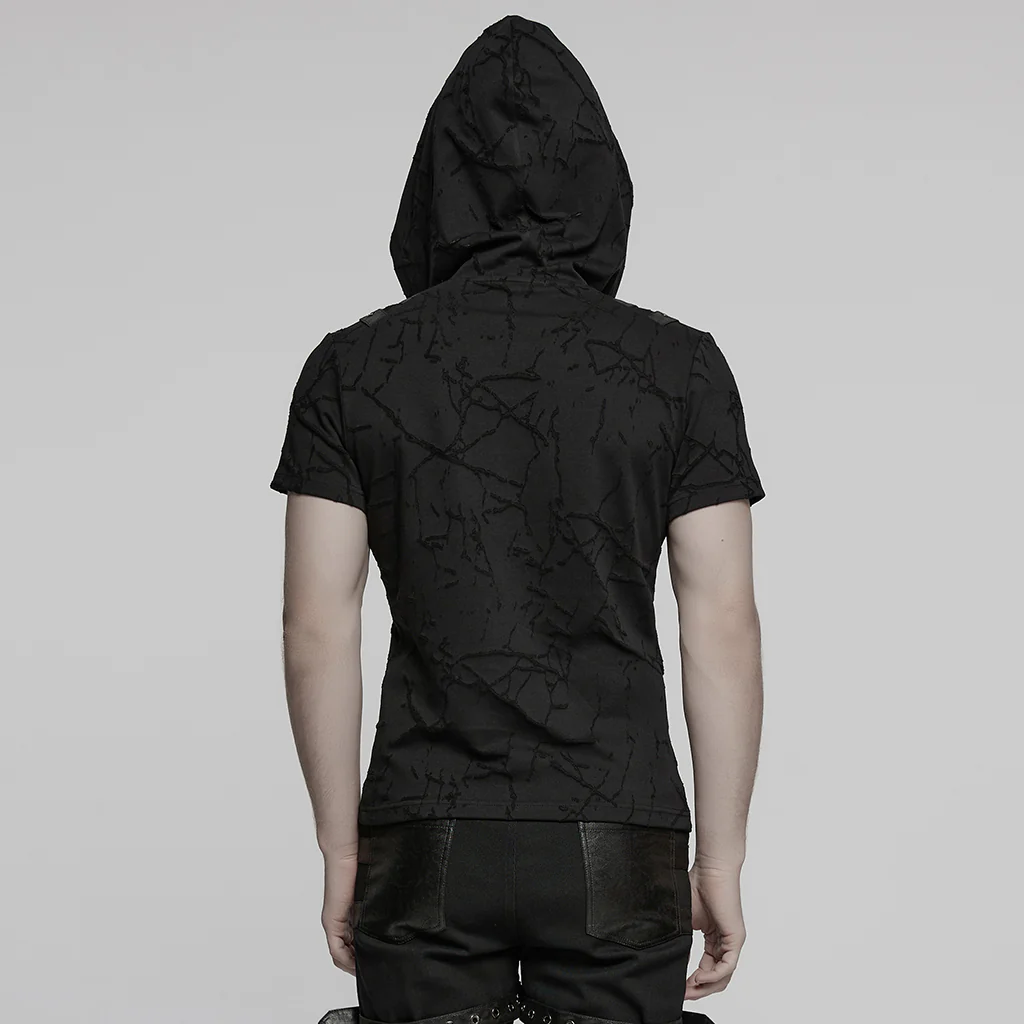 WT-1008DQM Edgy Hooded Punk T-Shirts with Buckle Strap Detailing - Image 15