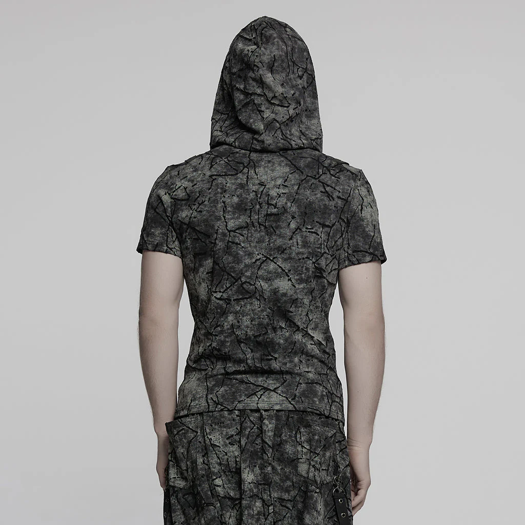 WT-1008DQM Edgy Hooded Punk T-Shirts with Buckle Strap Detailing - Image 23