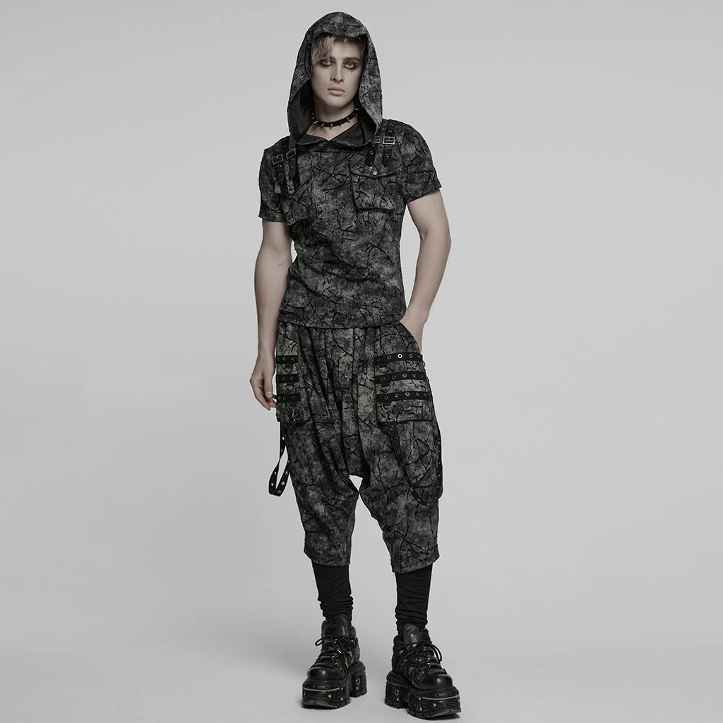 WT-1008DQM Edgy Hooded Punk T-Shirts with Buckle Strap Detailing - Image 24