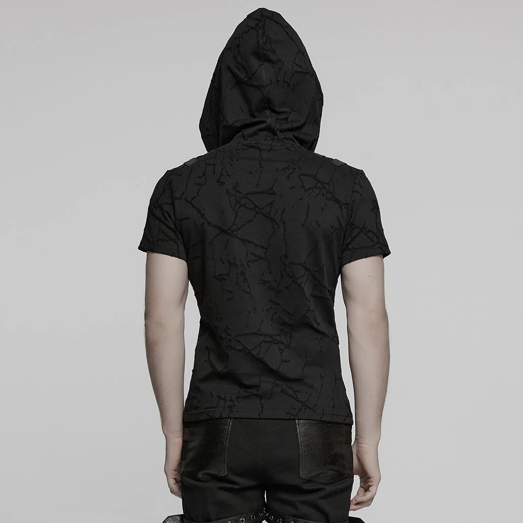WT-1008DQM Edgy Hooded Punk T-Shirts with Buckle Strap Detailing - Image 52