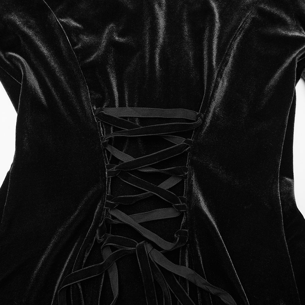 WT-1021TCF Gothic Jacket Victorian Velvet Lace Flared Sleeve Coat - Image 10
