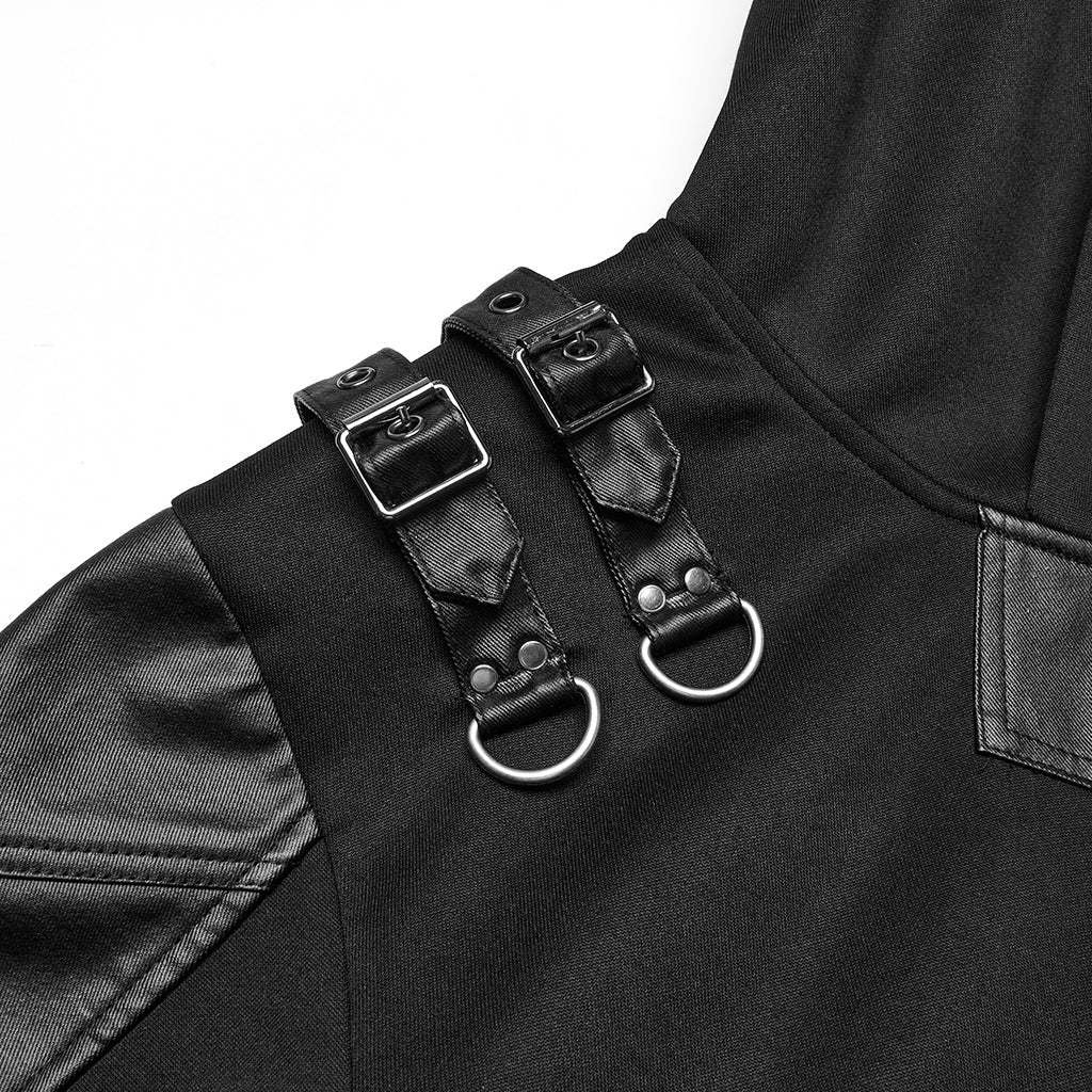 WT-1024WYM Rebel Punk Sweater Goth Harness Buckle Detail Hoodie - Image 8