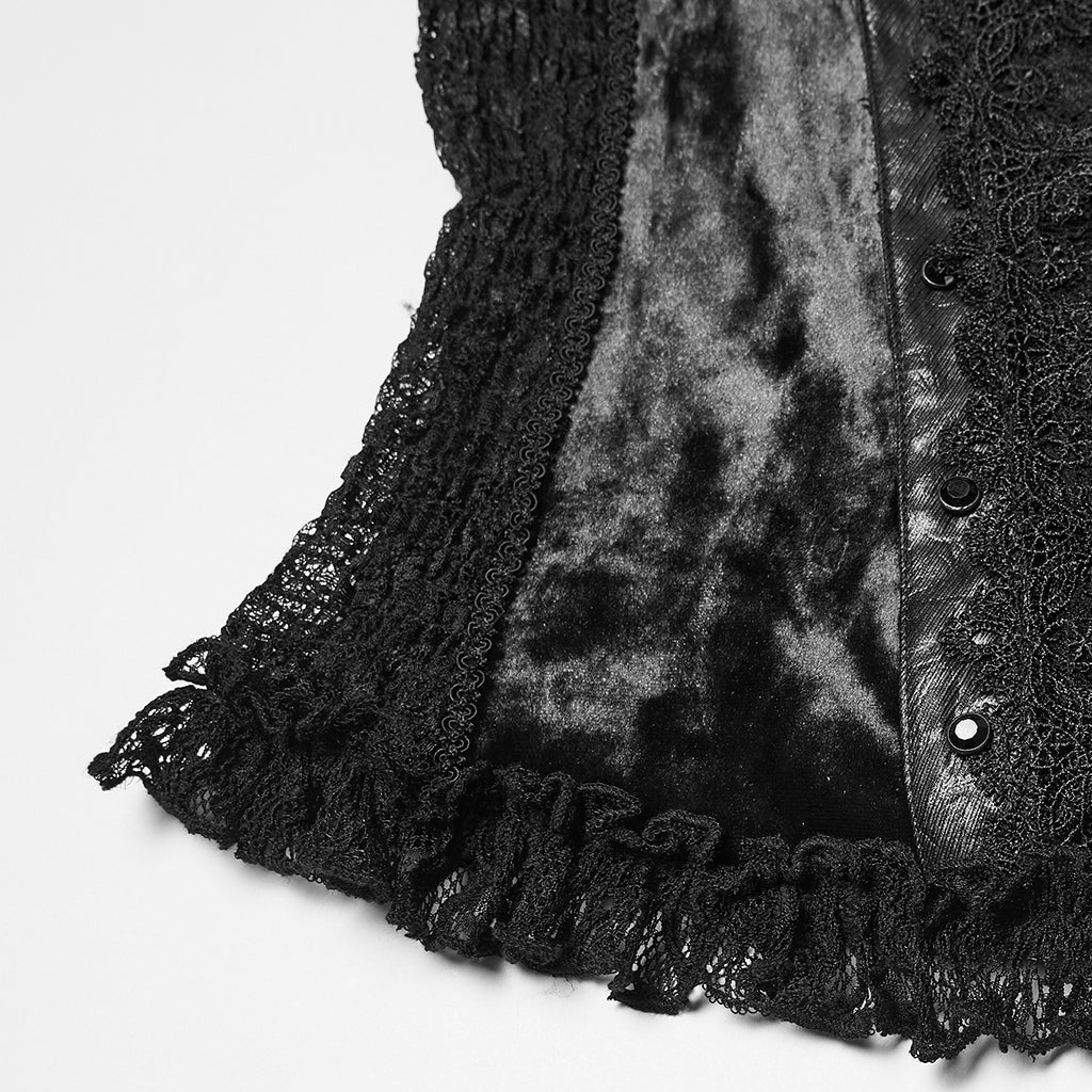 WT-1031TCF Velvet Lace Gothic Shirts Victorian Long Sleeve Top - Image 29