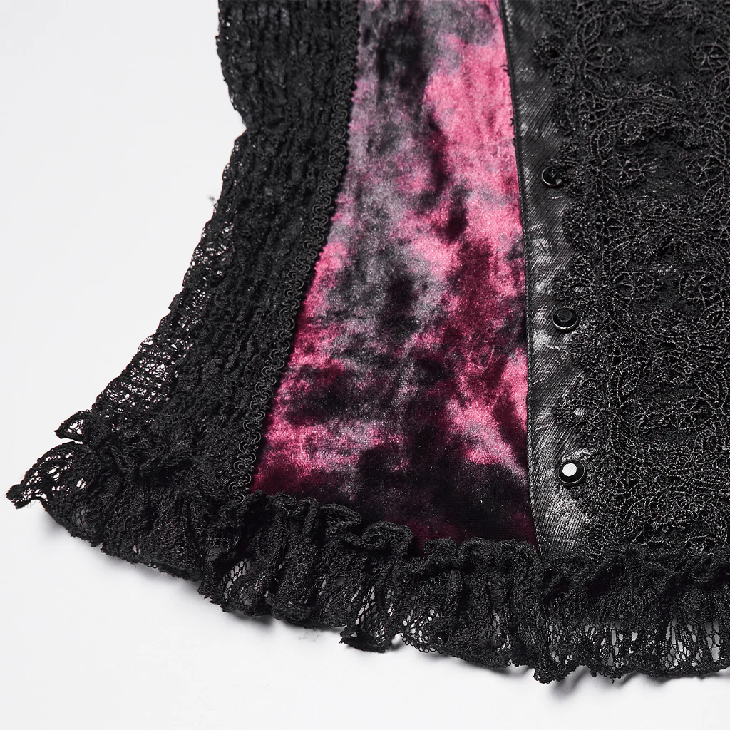 WT-1031TCF Velvet Lace Gothic Shirts Victorian Long Sleeve Top - Image 8