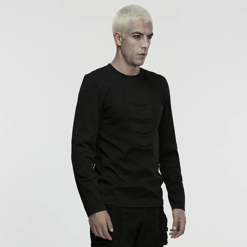 WT-1050TCM Gothic Punk T-Shirts Black Tactical Long Sleeve Tee - Image 3