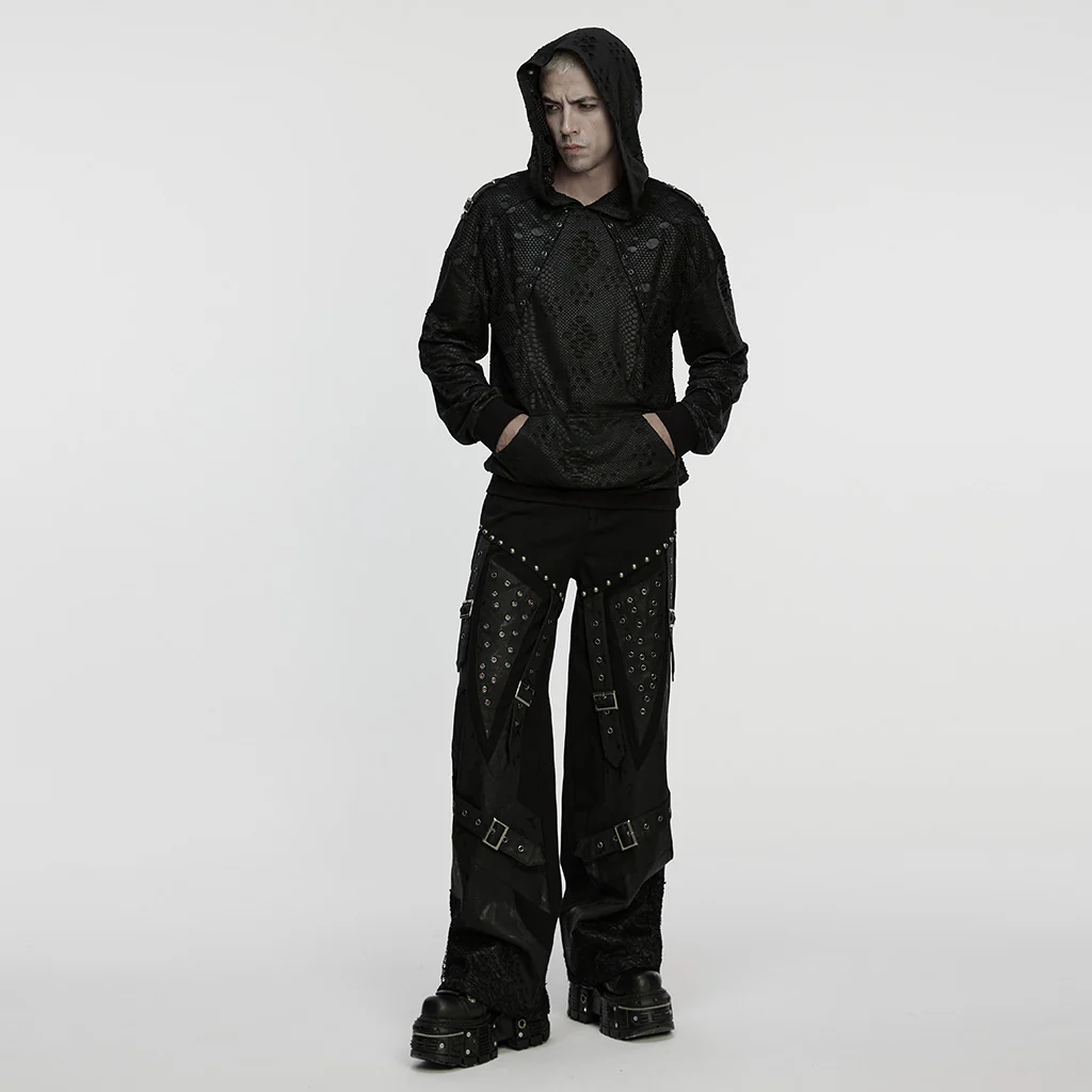 WT-1053WYM Gothic Serpent Texture Hooded Punk Jacket with Stud Details - Image 5
