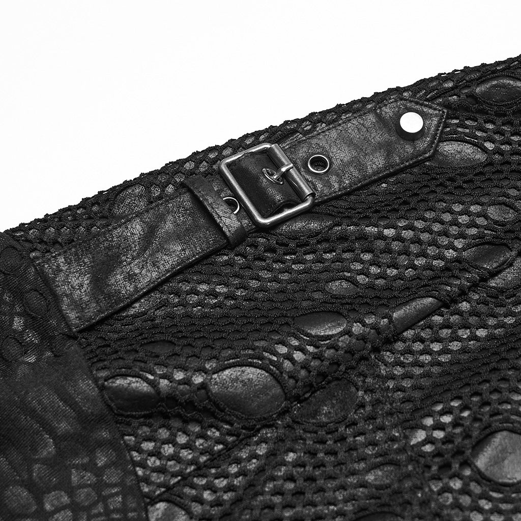 WT-1053WYM Gothic Serpent Texture Hooded Punk Jacket with Stud Details - Image 7