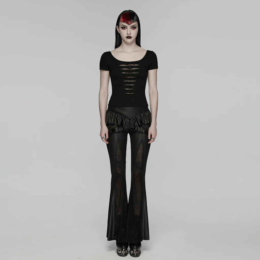 WT-1081TDF Edgy Cutout Top with Ruffled Skirt Punk Vest Style - Image 5