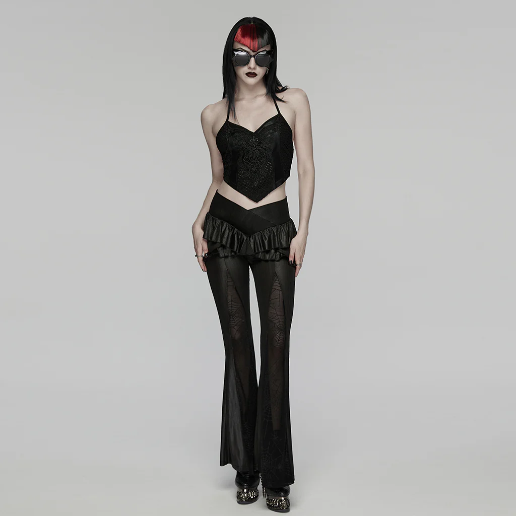 WT-1091DDF Elegant Gothic Corset Halter Top Lace Detailed Backless - Image 6