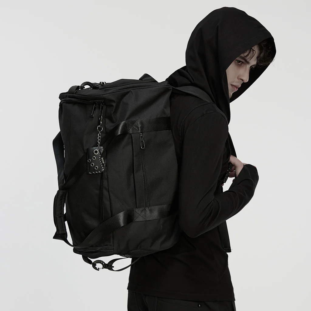 WT-511TCM Edgy Black Duffel with Rivet Punk Accessories Design - Image 4