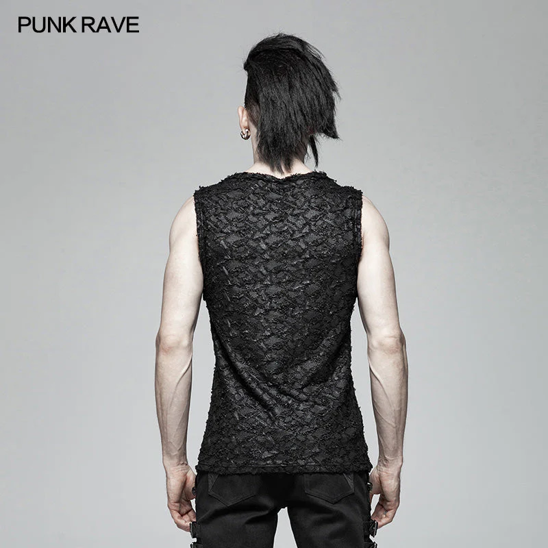 WT-563BXM Rivet Lace Gothic Black Sleeveless Vest Punk Fashion - Image 14