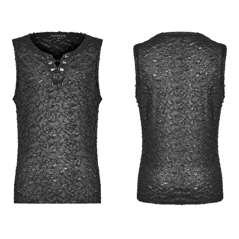 WT-563BXM Rivet Lace Gothic Black Sleeveless Vest Punk Fashion - Image 15