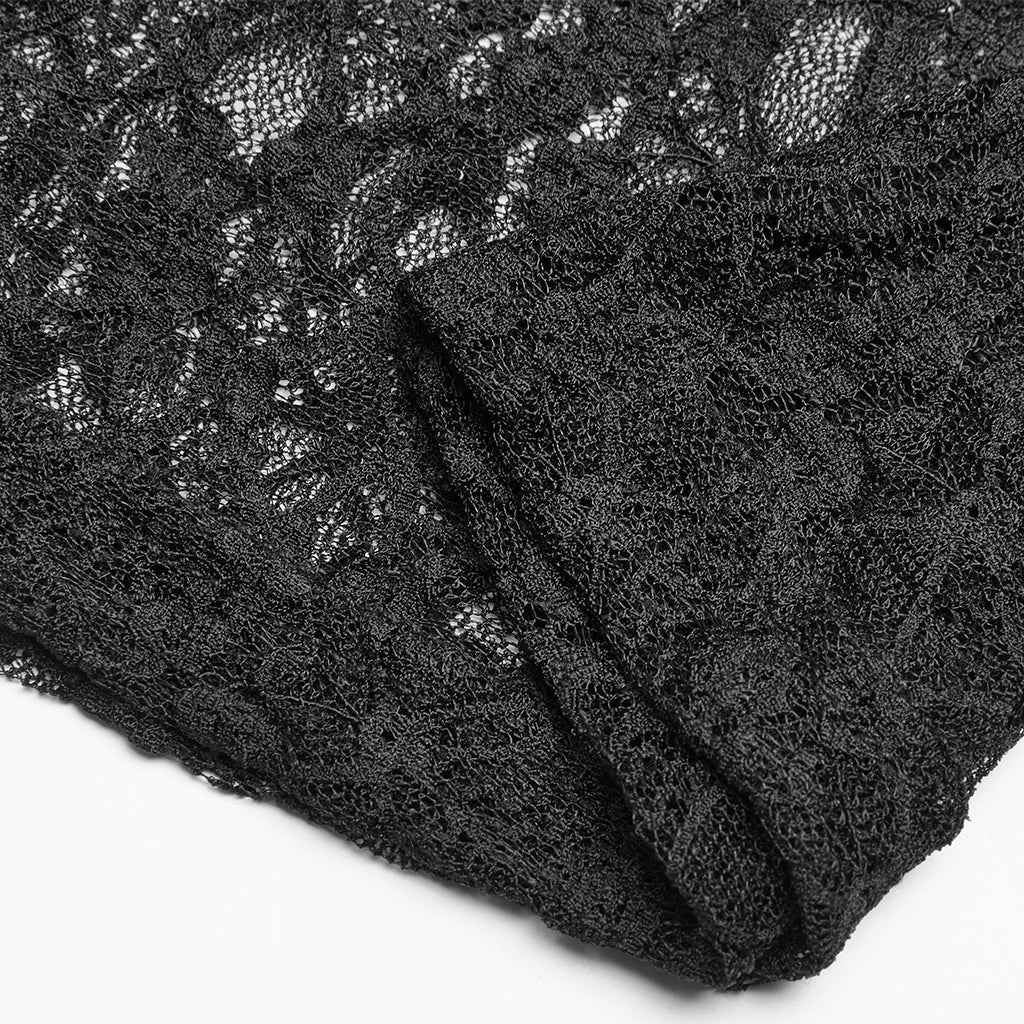 WT-598TCF Gothic Lace Transparent Long Sleeve T-Shirt Black Mesh Design - Image 18