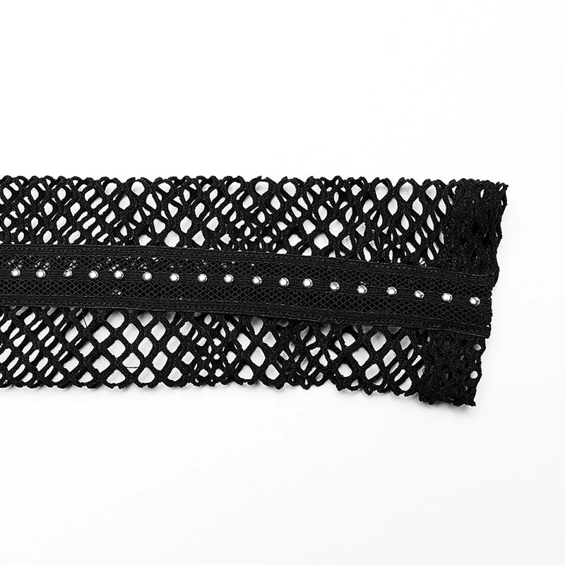 WT-760TCF Gothic Fishnet Long Sleeve Punk T-Shirt Zippered Design - Image 5