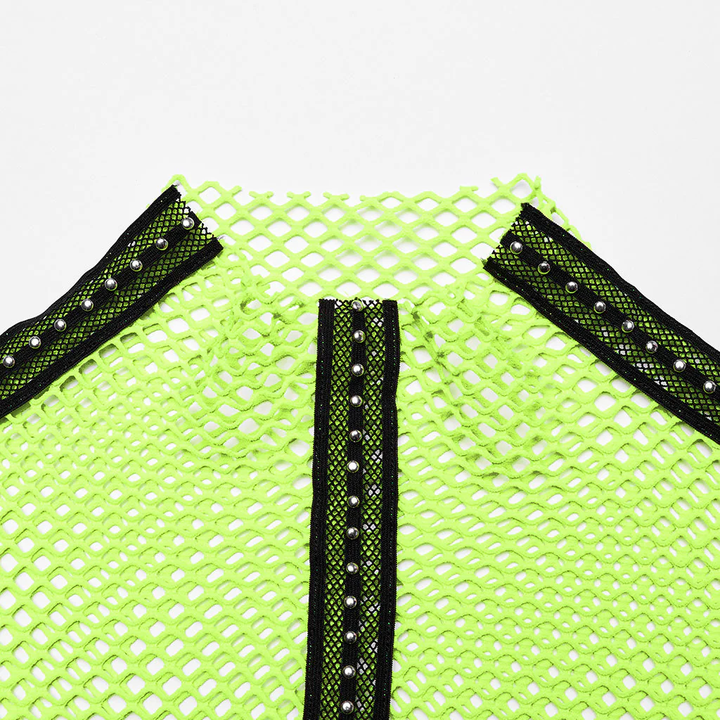 WT-760TCF Gothic Fishnet Long Sleeve Punk T-Shirt Zippered Design - Image 55