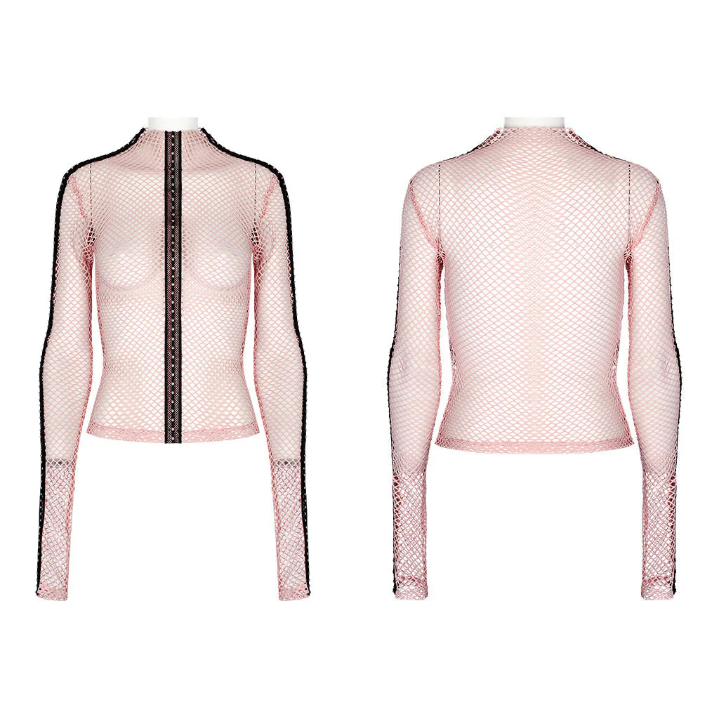 WT-760TCF Gothic Fishnet Long Sleeve Punk T-Shirt Zippered Design - Image 64