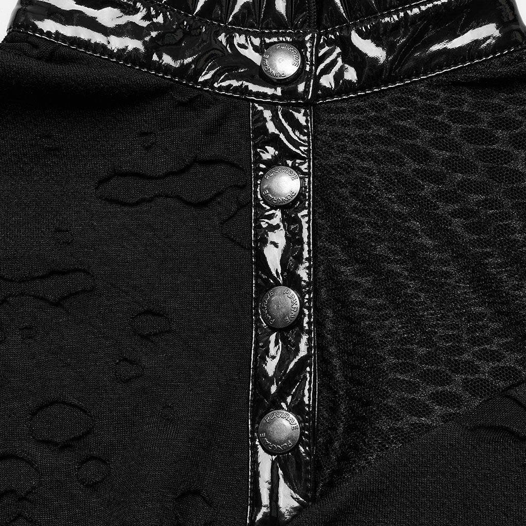 WT-811TCF Gothic Asymmetrical Distressed Punk Long Sleeve Top - Image 10