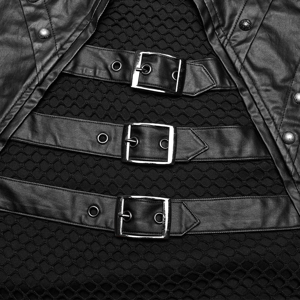 WT-824BXM Edgy Studded Mesh Punk Vest with Buckle Accents - Image 18