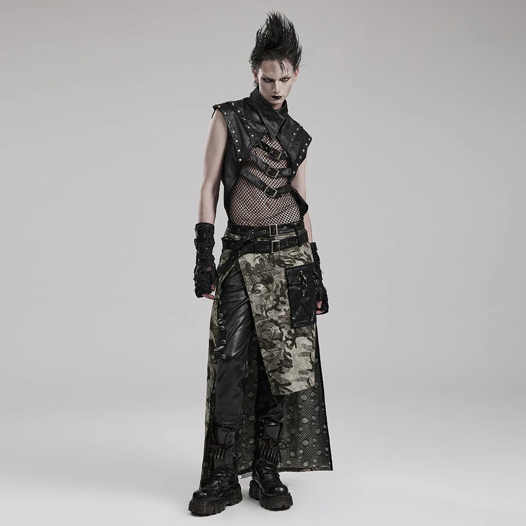 WT-824BXM Edgy Studded Mesh Punk Vest with Buckle Accents - Image 25