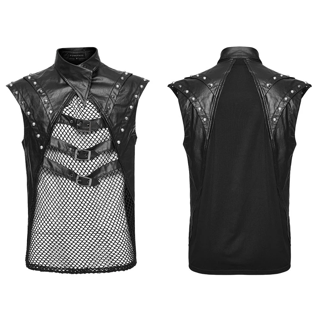WT-824BXM Edgy Studded Mesh Punk Vest with Buckle Accents - Image 26