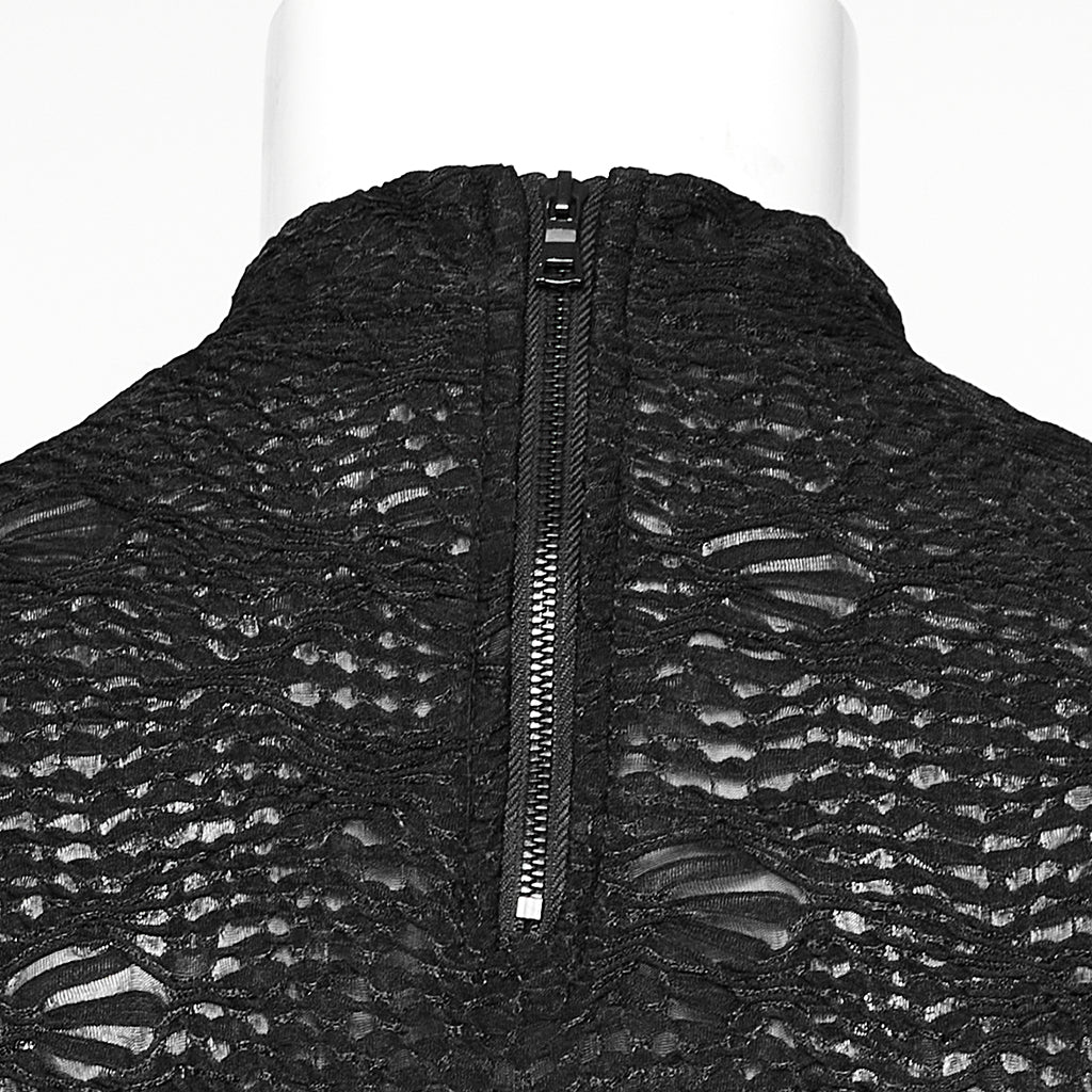 WT-826TCM Edgy black Lace Eyelet Gothic Shirt Long Sleeve - Image 18