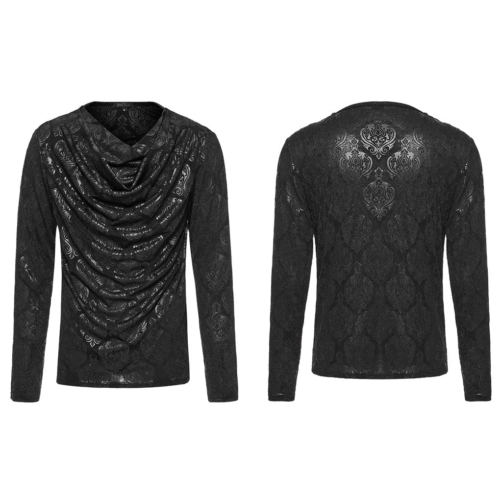 WT-827TCM Gothic Lace Drape T-Shirt Long Sleeve black Pullover - Image 15