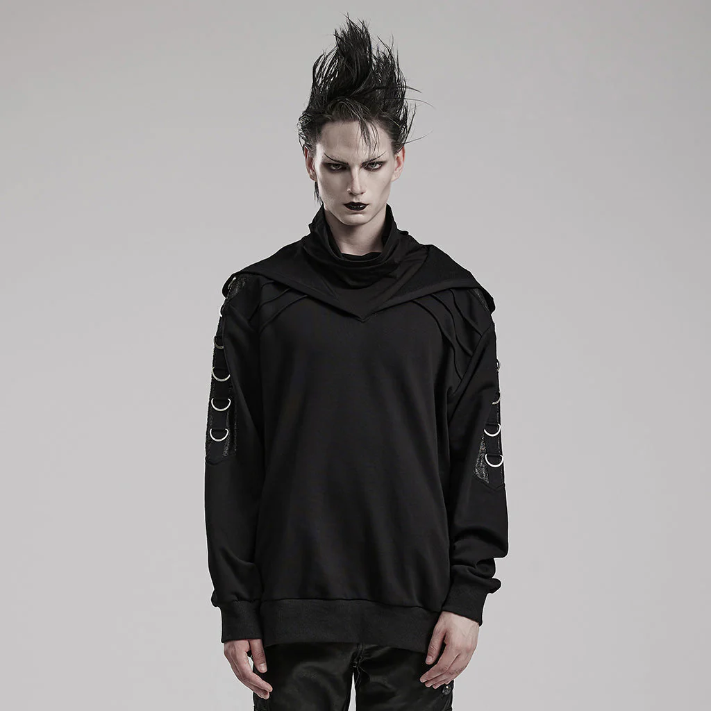 WT-844WYM Gothic Hooded Punk Sweater with Ring Accents - Image 11