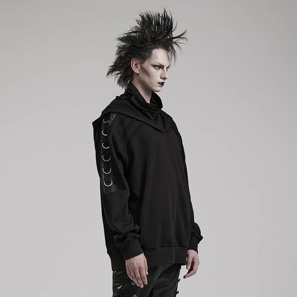 WT-844WYM Gothic Hooded Punk Sweater with Ring Accents - Image 13