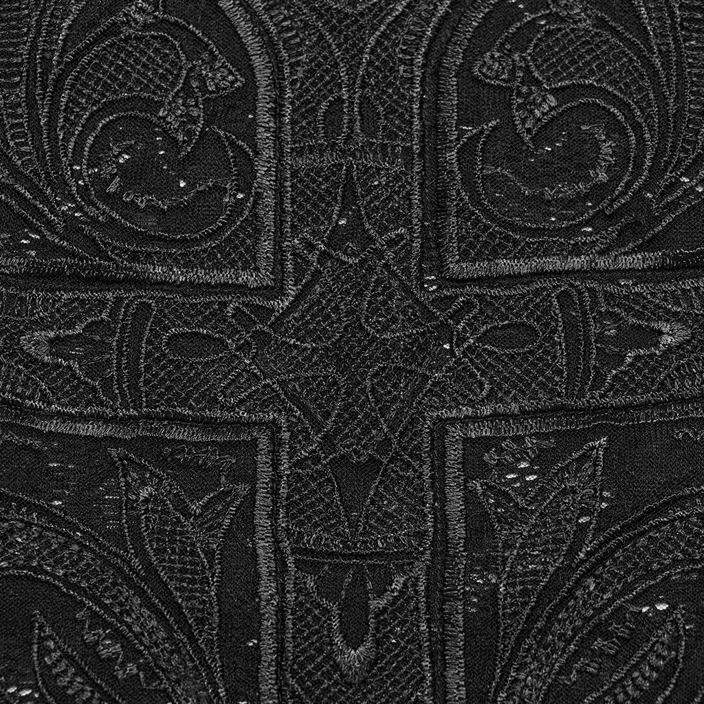 WT-847BXF Sleeveless Gothic Lace Crop Top Floral Patterned Design - Image 7
