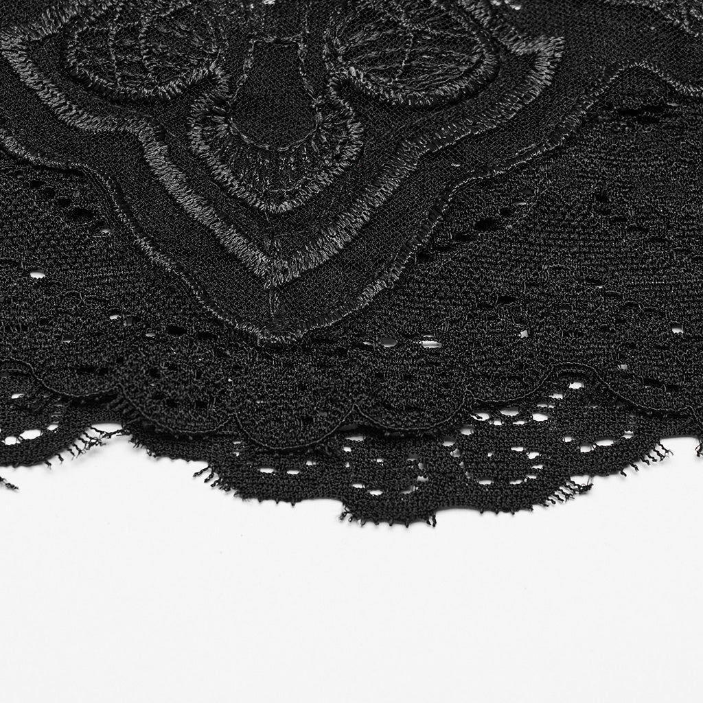 WT-847BXF Sleeveless Gothic Lace Crop Top Floral Patterned Design - Image 9