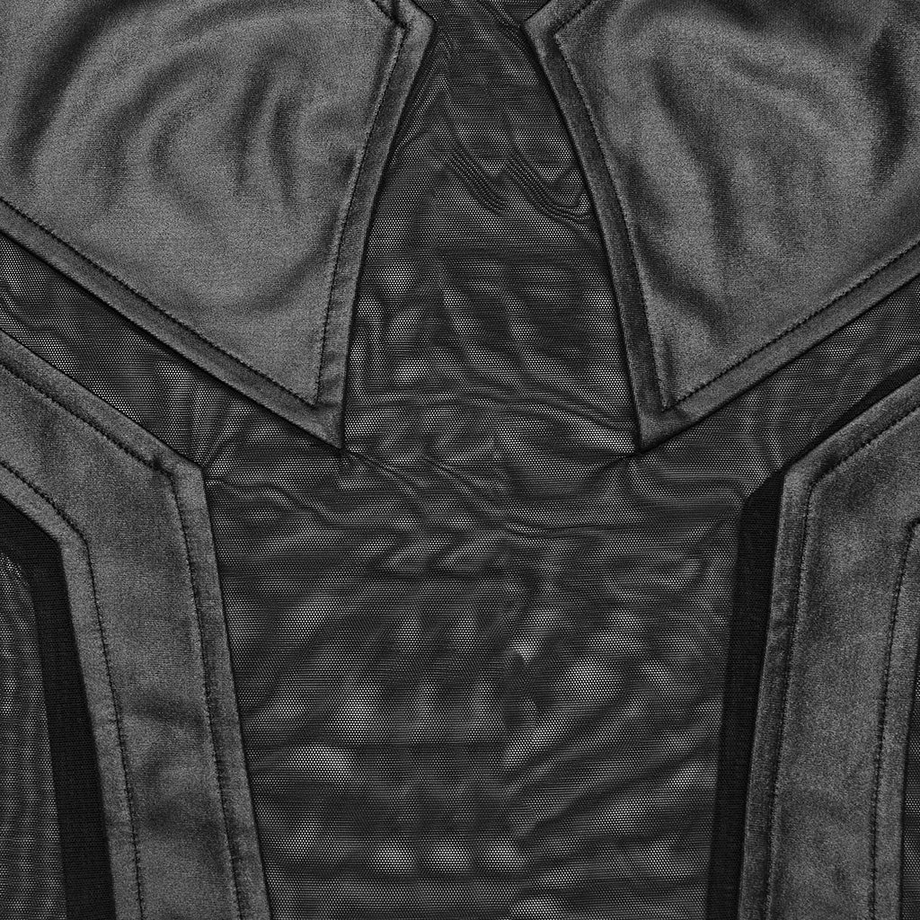 WT-848BXF Edgy Mesh Harness Gothic Punk Crop Top Shirt - Image 10