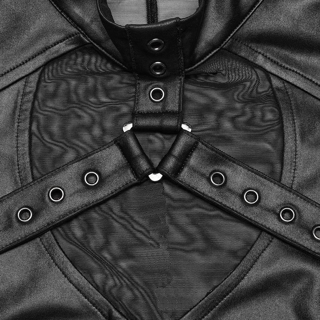 WT-848BXF Edgy Mesh Harness Gothic Punk Crop Top Shirt - Image 7