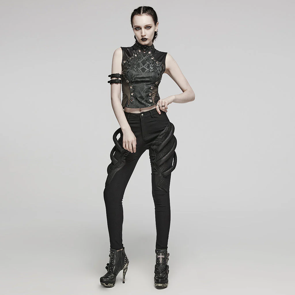 WT-849BXF Gothic Mesh Sleeveless Top with Metallic Rivet Details - Image 15
