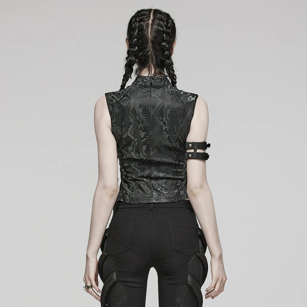 WT-849BXF Gothic Mesh Sleeveless Top with Metallic Rivet Details - Image 4