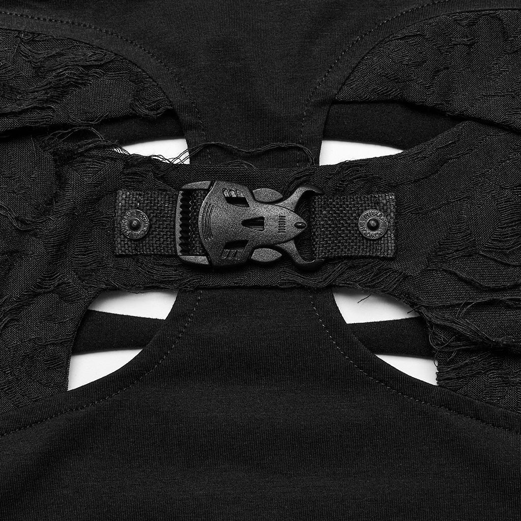 WT-850TCF Mesh Sleeve Cutout Gothic Crop Top Elegance - Image 17