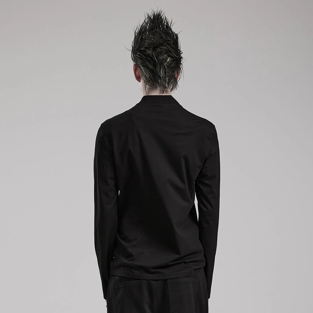 WT-851TCM black Leather Studded Accent Punk T-Shirts Long Sleeve - Image 14