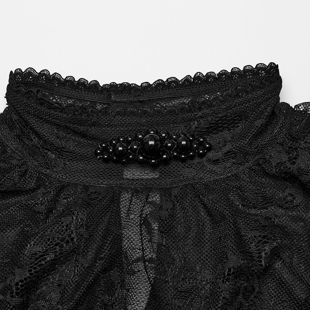 WT-854TCF Victorian Lace Gothic Shirt Sheer Ruffled Long Sleeves - Image 17