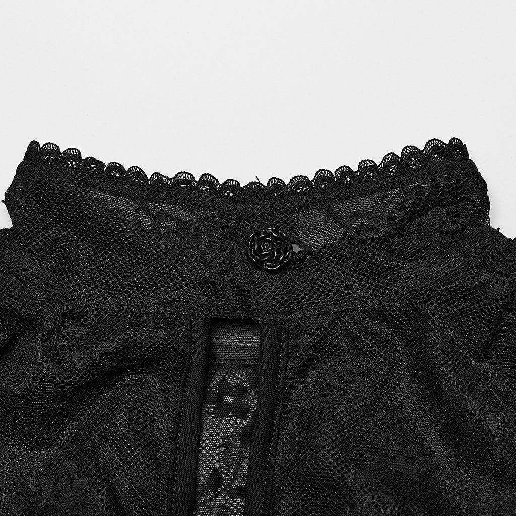 WT-854TCF Victorian Lace Gothic Shirt Sheer Ruffled Long Sleeves - Image 19