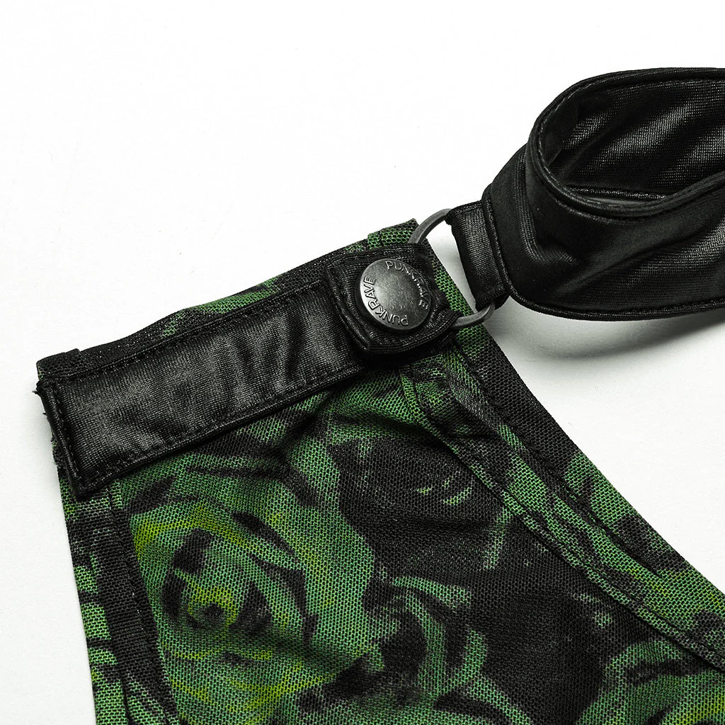 WT-857BXF Gothic Asymmetric Mesh Punk Shirt with Choker Collar - Image 26