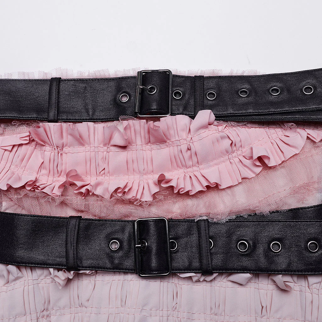 WT-860BXF Edgy Fringed Punk Corset with Faux Leather Belt Straps - Image 17