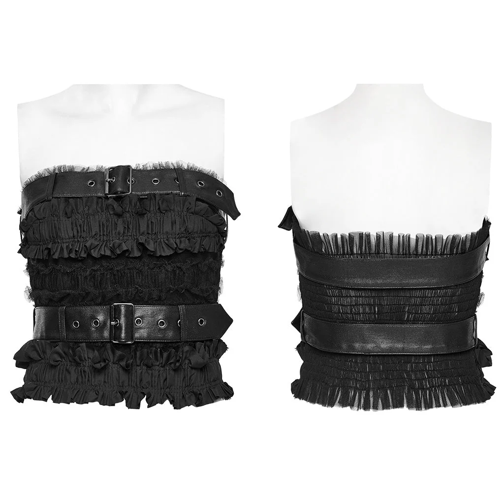 WT-860BXF Edgy Fringed Punk Corset with Faux Leather Belt Straps - Image 24