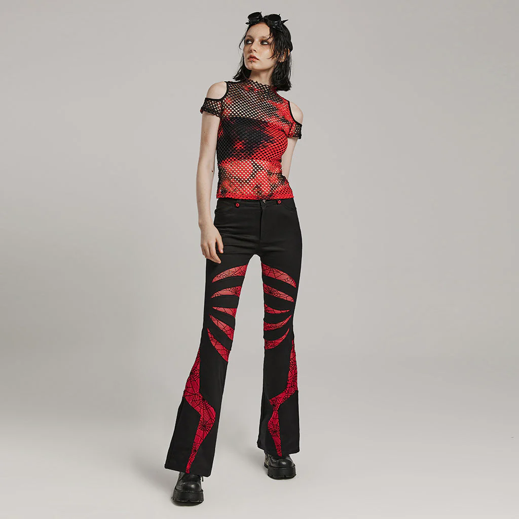 WT-865TDF Gothic Mesh Punk T-Shirt with Cold Shoulder Cutouts - Image 51
