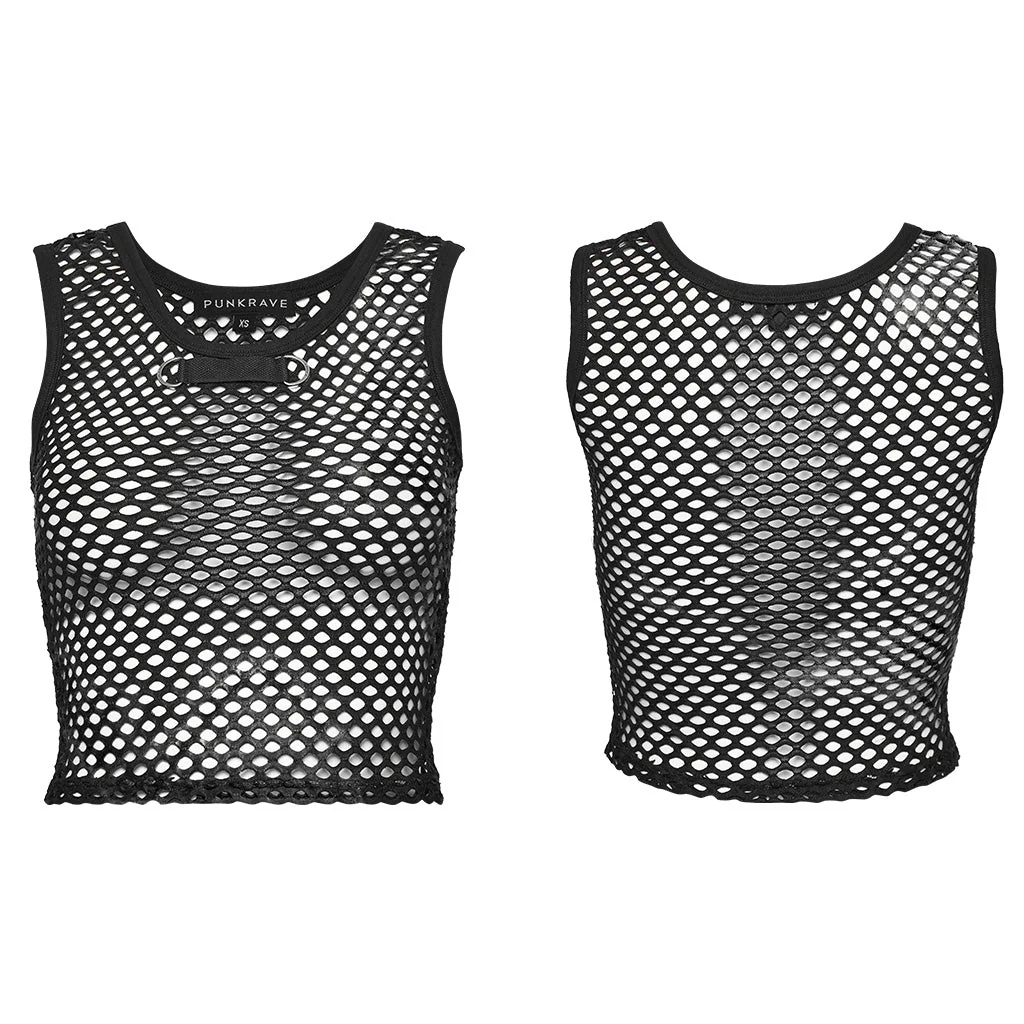 WT-866BXF Tie-Dye Mesh Crop Punk T-Shirt Edgy Fishnet Design - Image 15