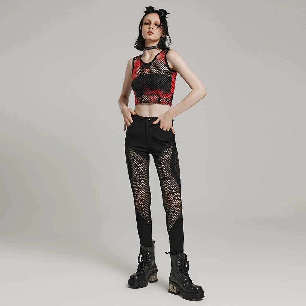 WT-866BXF Tie-Dye Mesh Crop Punk T-Shirt Edgy Fishnet Design - Image 32