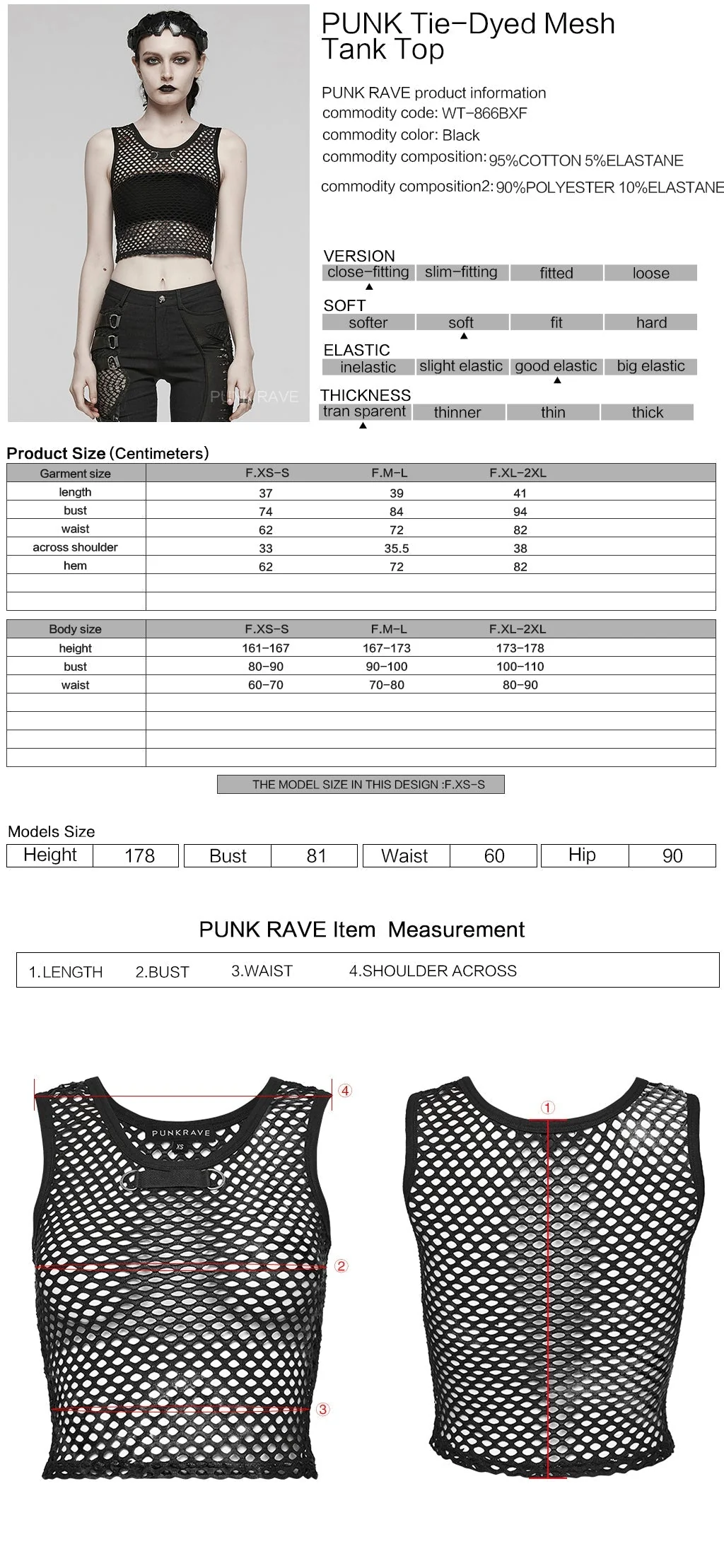 WT-866BXF Tie-Dye Mesh Crop Punk T-Shirt Edgy Fishnet Design - Image 41