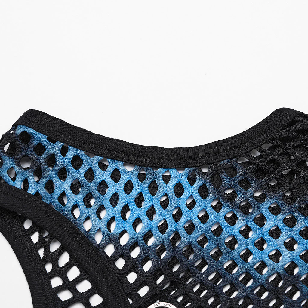 WT-866BXF Tie-Dye Mesh Crop Punk T-Shirt Edgy Fishnet Design - Image 54
