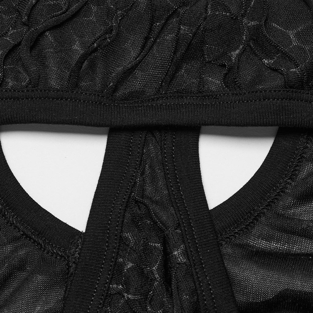 WT-867BXF Asymmetrical Punk Cutout Mesh Tank Top Edgy Fashion - Image 8